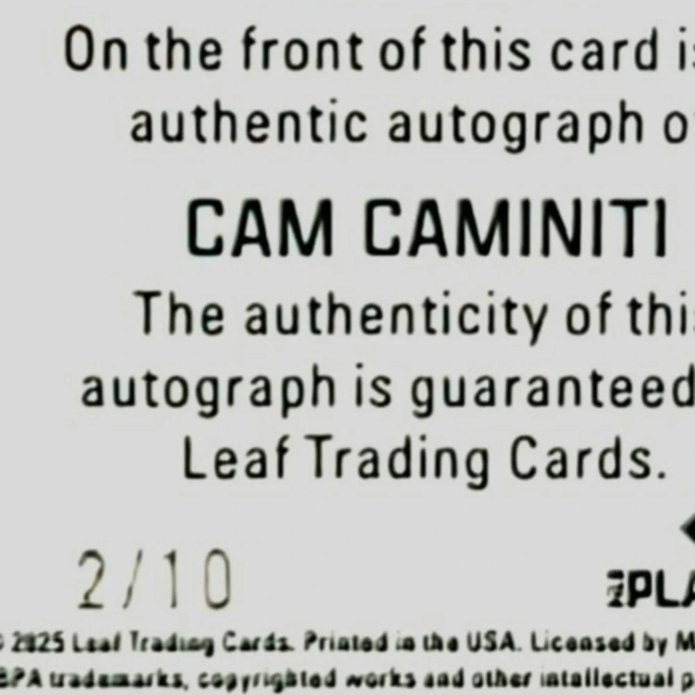 2025 Cam Caminiti 2/10 Auto Blue Prismatic RC Atlanta Braves Top Prospect